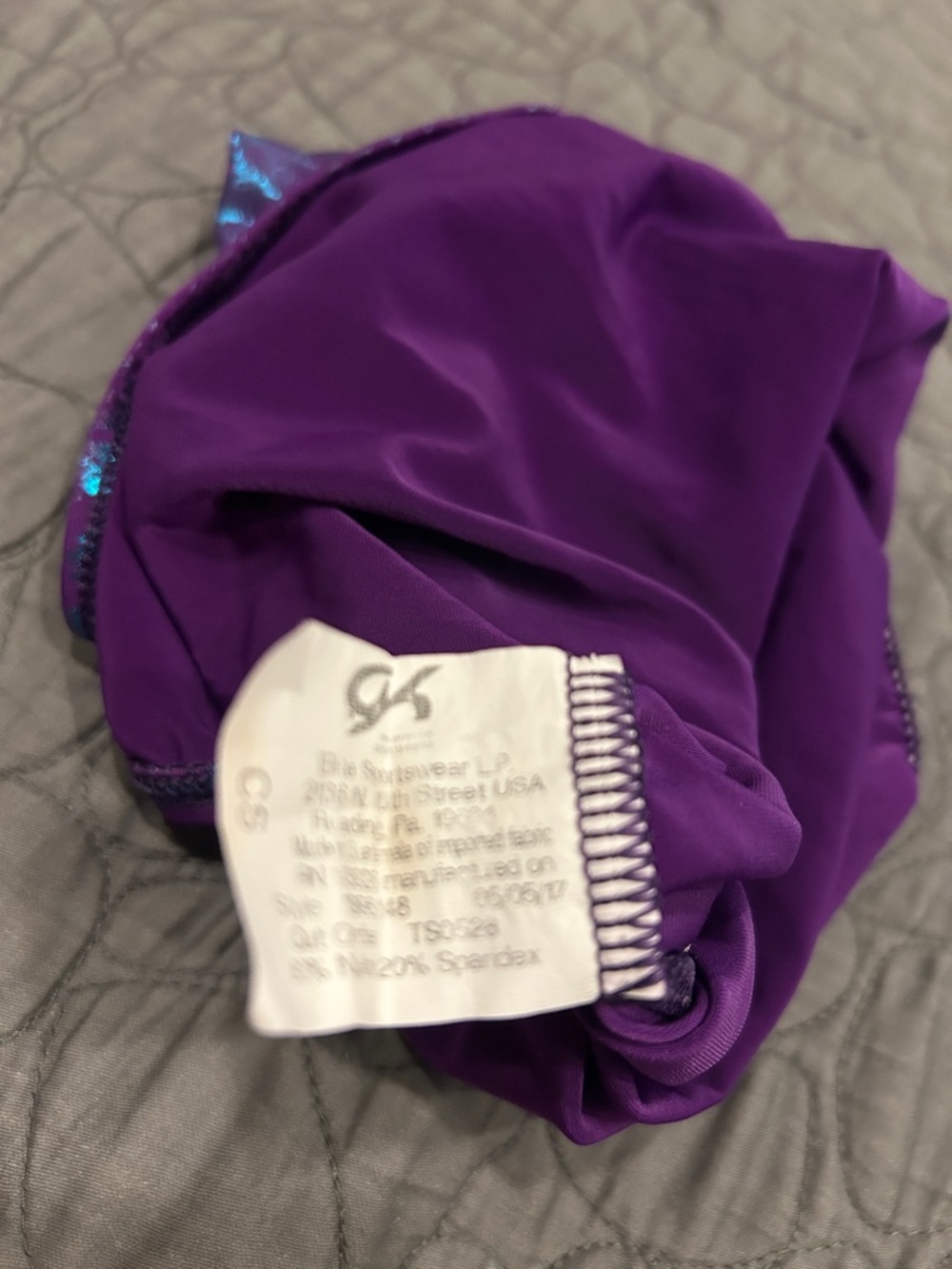 GK Metallic Teal and Purple Girls Gymnastics Leotard - Picture 7 of 7